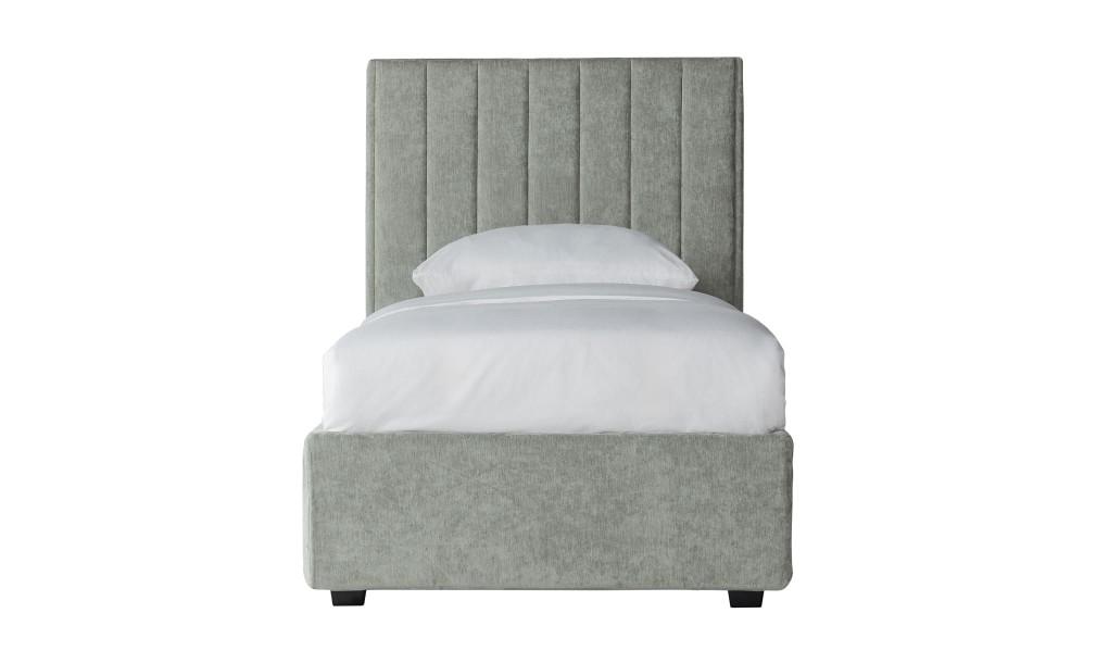Newberry Stripes (Vertical) Bed 90x200 cm (Fabric: Plushery 40 Powder (Cat. 3))