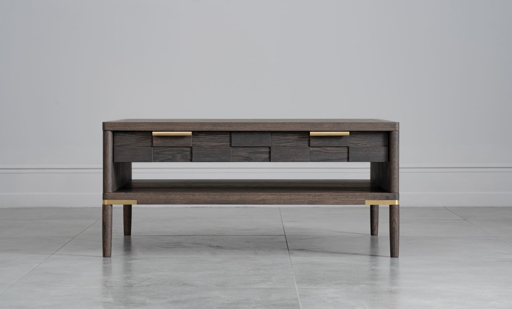 Textures Coffee Table with 2 drawers (Color: Oak TEXTURES)