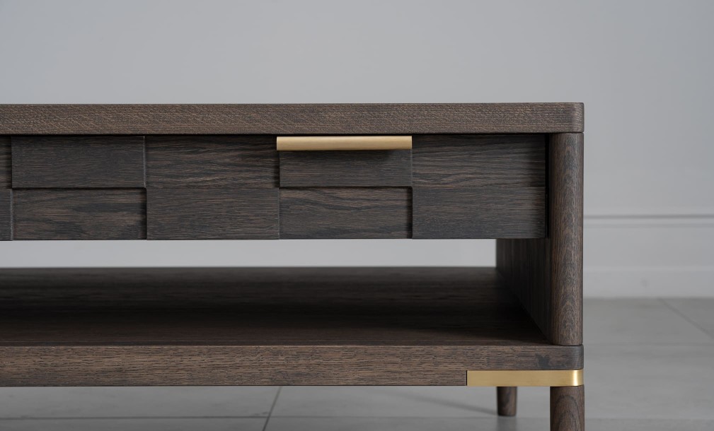 Textures Coffee Table with 2 drawers (Color: Oak TEXTURES)