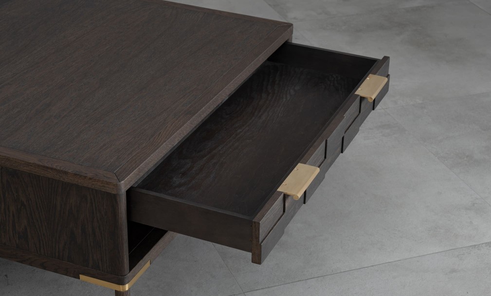 Textures Coffee Table with 2 drawers (Color: Oak TEXTURES)