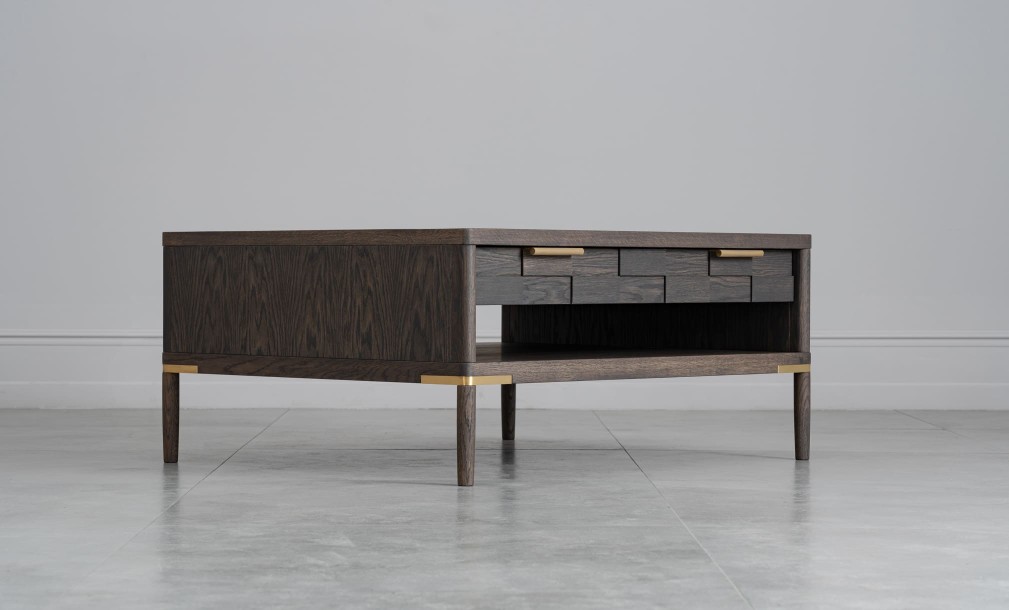 Textures Coffee Table with 2 drawers (Color: Oak TEXTURES)