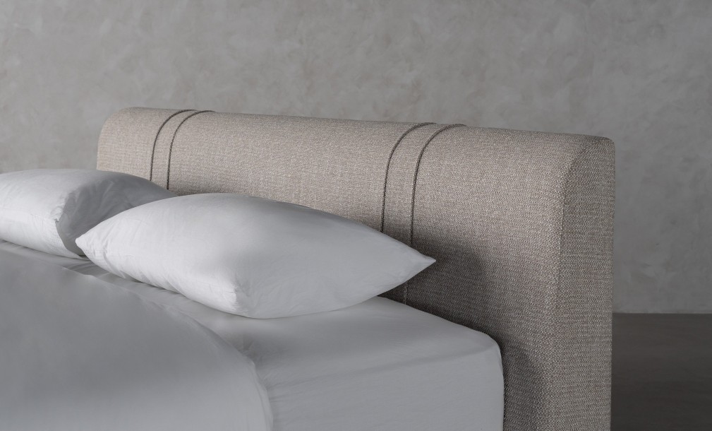 Lagom Wood Bed 200x200 cm with Storage (Fabric: PIXEL col. Marble Chips (Cat. 3))