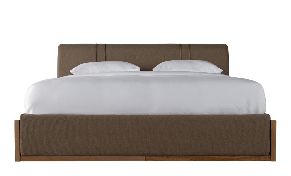 Lagom Wood Bed 200x200 cm (Fabric: SOFT ROCK 107 OLIVE (Cat. 3))