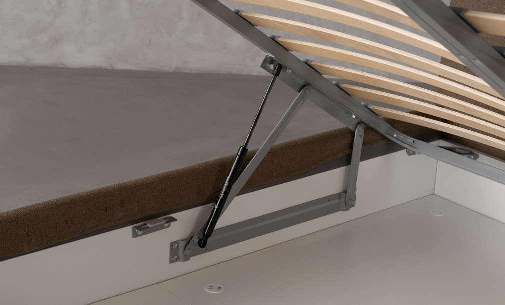 Lagom Wood Bed 200x200 cm (Fabric: SOFT ROCK 107 OLIVE (Cat. 3))