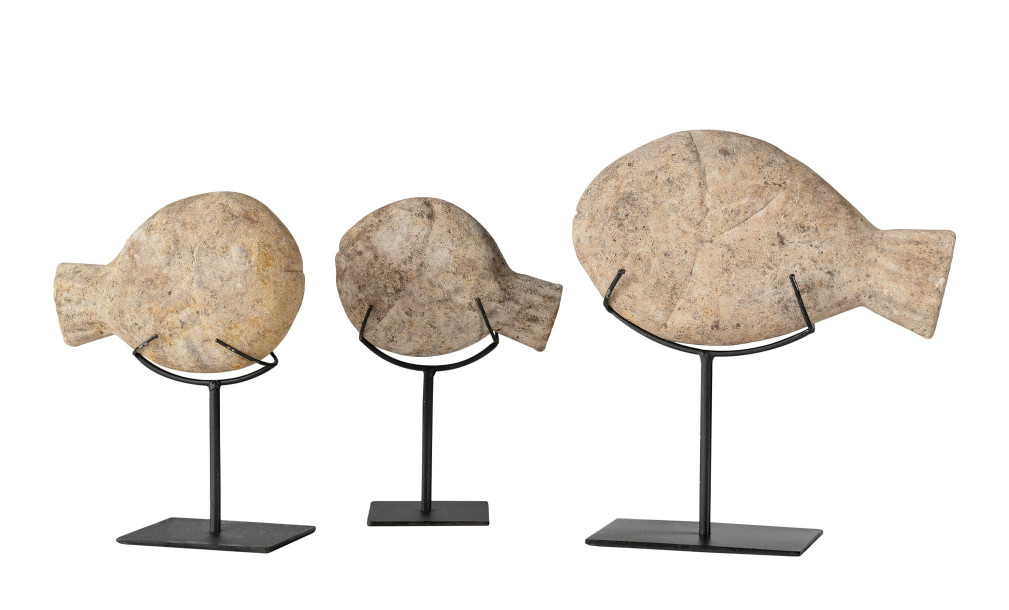 Stone Fish Statue Decoration Set Of 3
