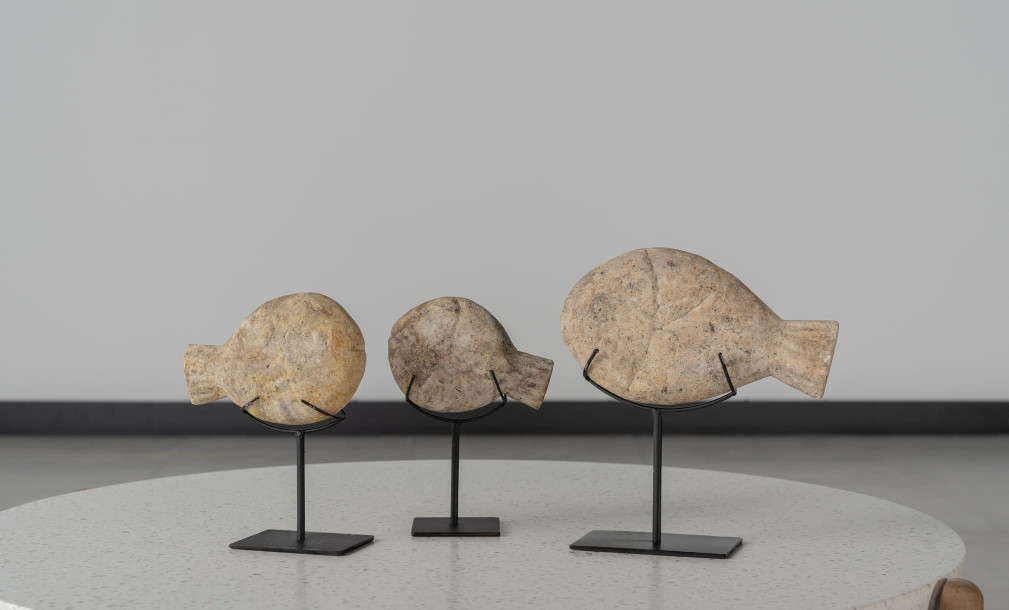 Stone Fish Statue Decoration Set Of 3