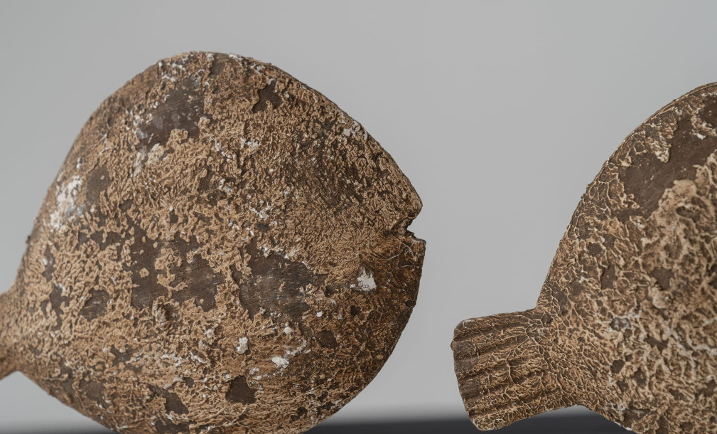 Set Of Two Decoration Wooden Fish On Stand