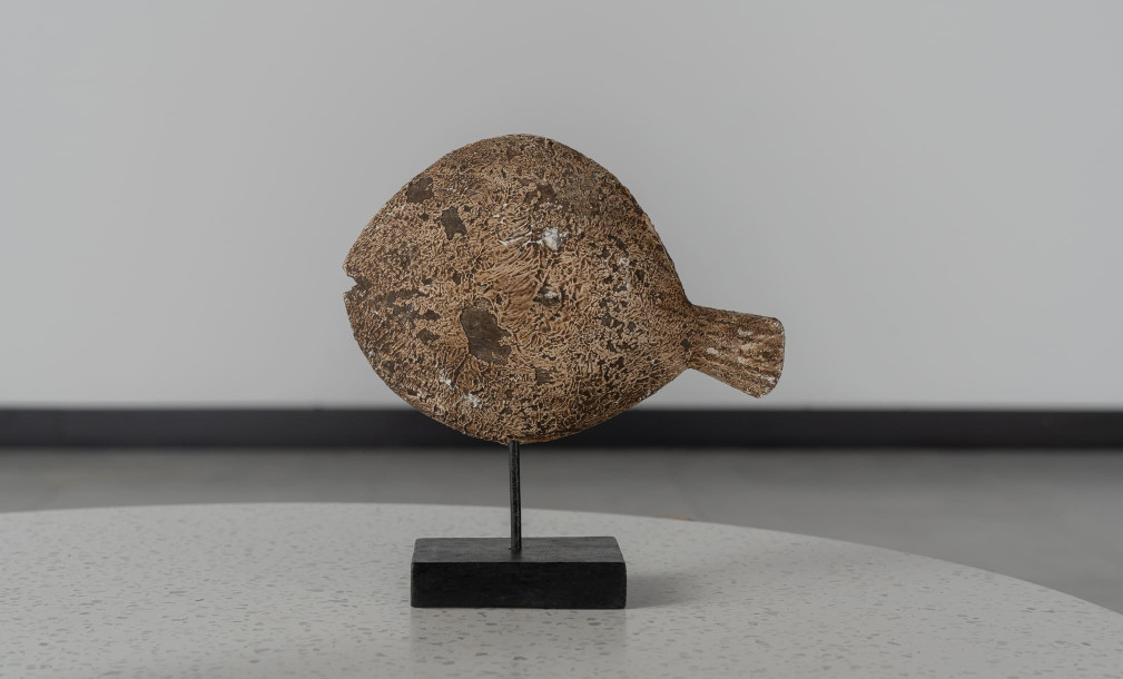 Set Of Two Decoration Wooden Fish On Stand
