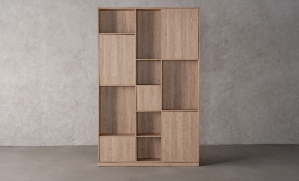 Chess Bookshelf 5-Facades and Back Wall (Color: Sand Oak (Egger))