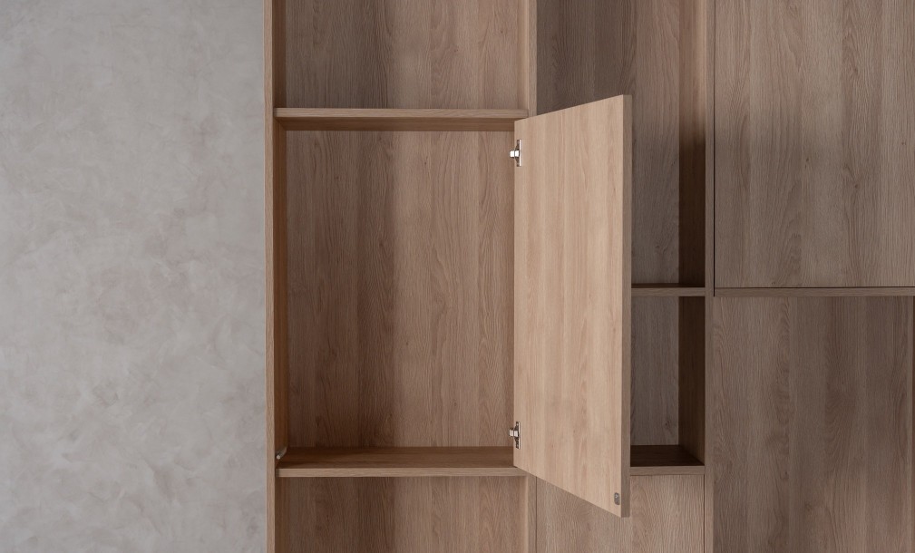 Chess Bookshelf 5-Facades and Back Wall (Color: Sand Oak (Egger))