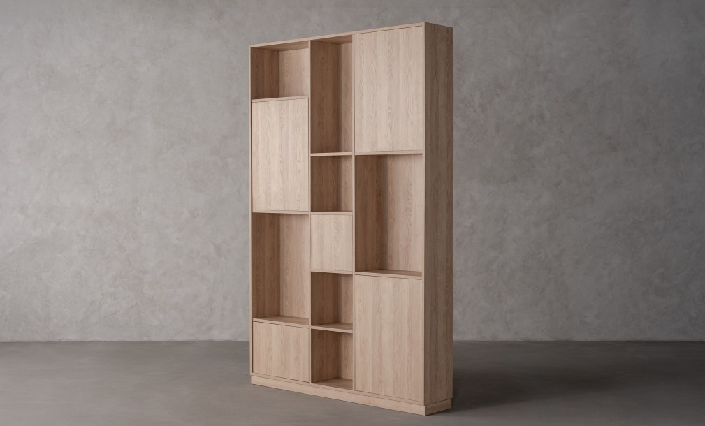 Chess Bookshelf 5-Facades and Back Wall (Color: Sand Oak (Egger))