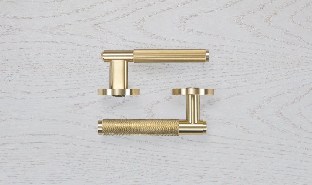 Door Handle set Linear Brass