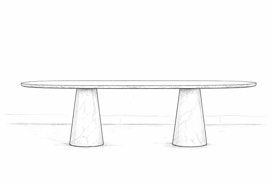 Uno Carrara Oval Dining Table 300 cm