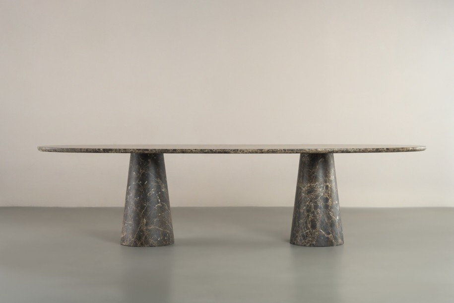 Uno Dark Emperador Oval Dining Table 300 cm