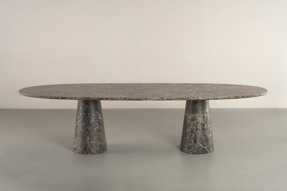 Uno Dark Emperador Oval Dining Table 300 cm