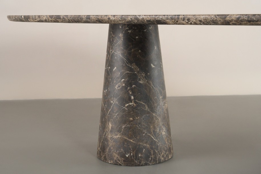 Uno Dark Emperador Oval Dining Table 300 cm