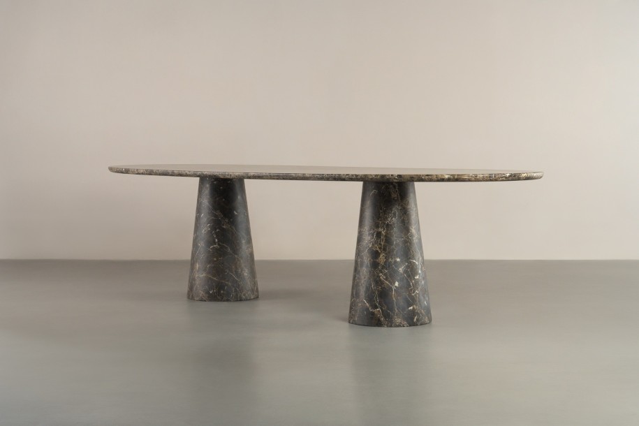 Uno Dark Emperador Oval Dining Table 300 cm