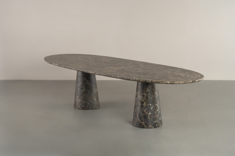 Uno Dark Emperador Oval Dining Table 300 cm