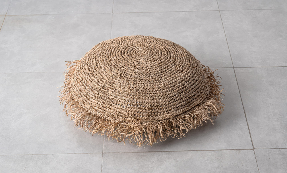 Raffia Cushion Round Natural L