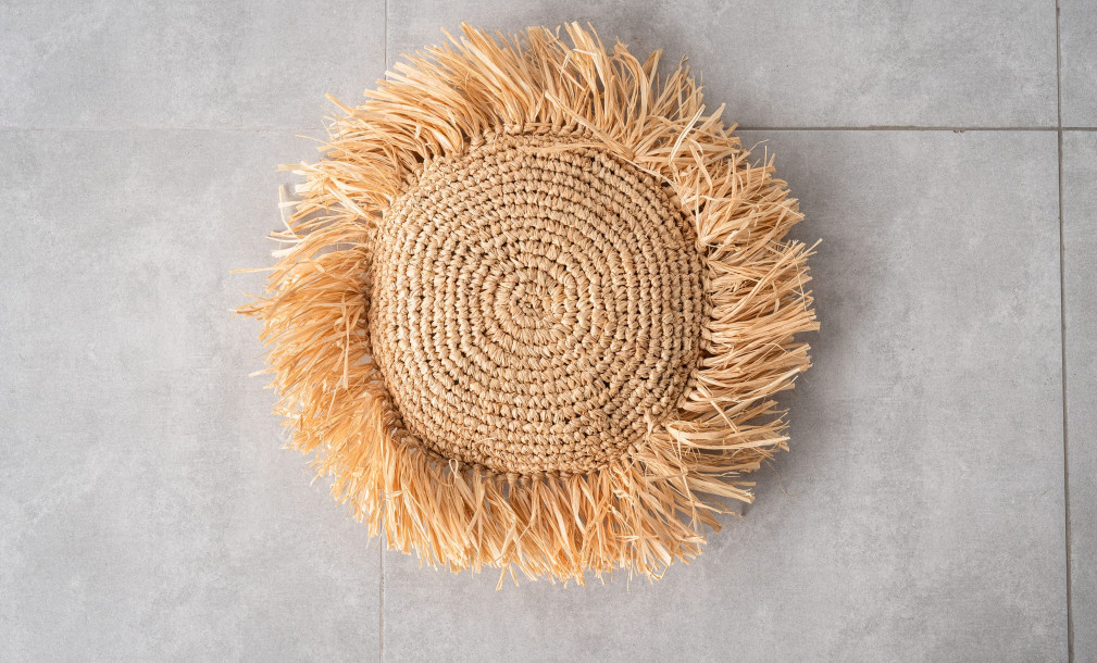 Raffia Cushion Round Natural M