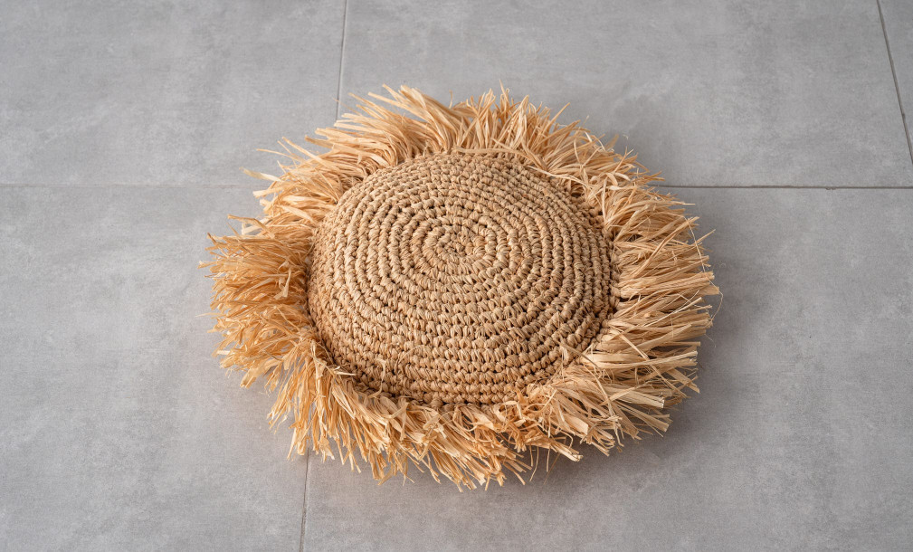 Raffia Cushion Round Natural M