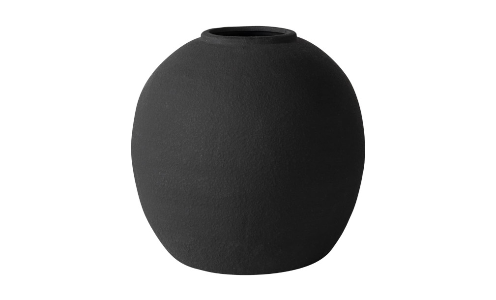 Vase Round Cement Black