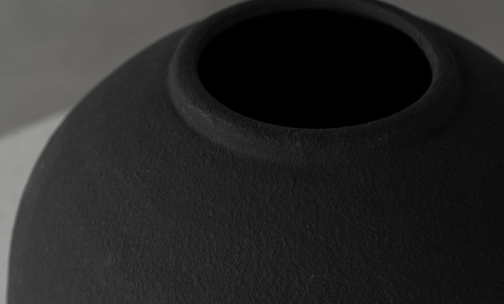 Vase Round Cement Black