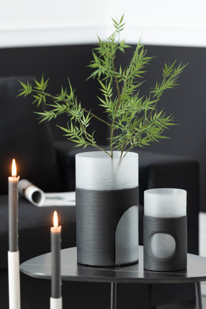 Circulo Vase Glass Black/Tr S