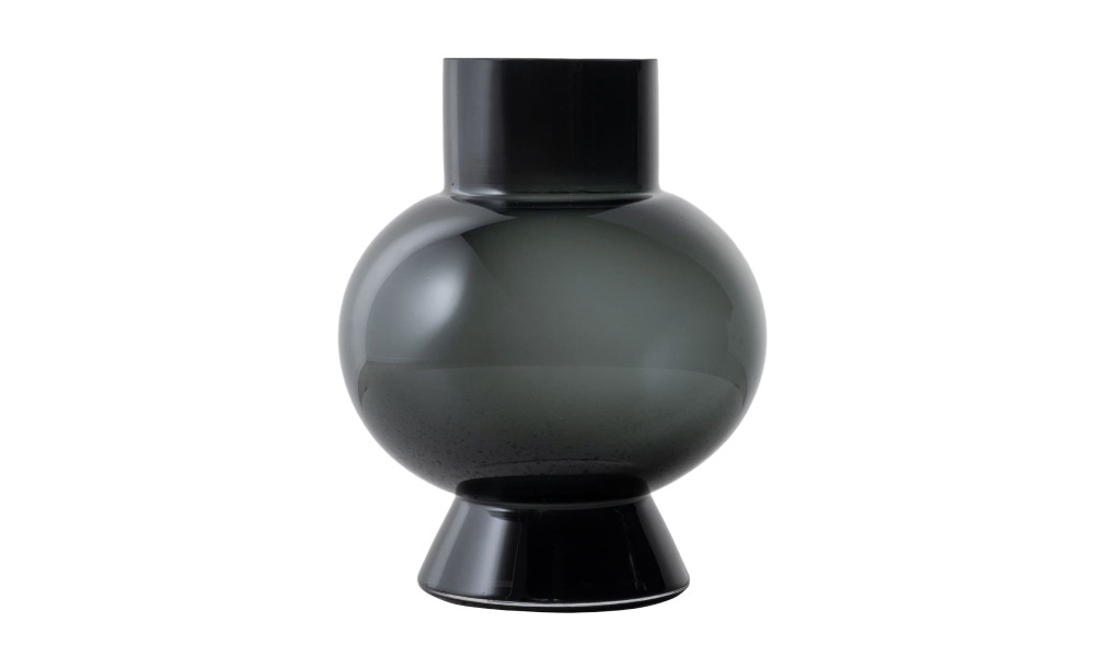 Ball Vase Black Glass Small