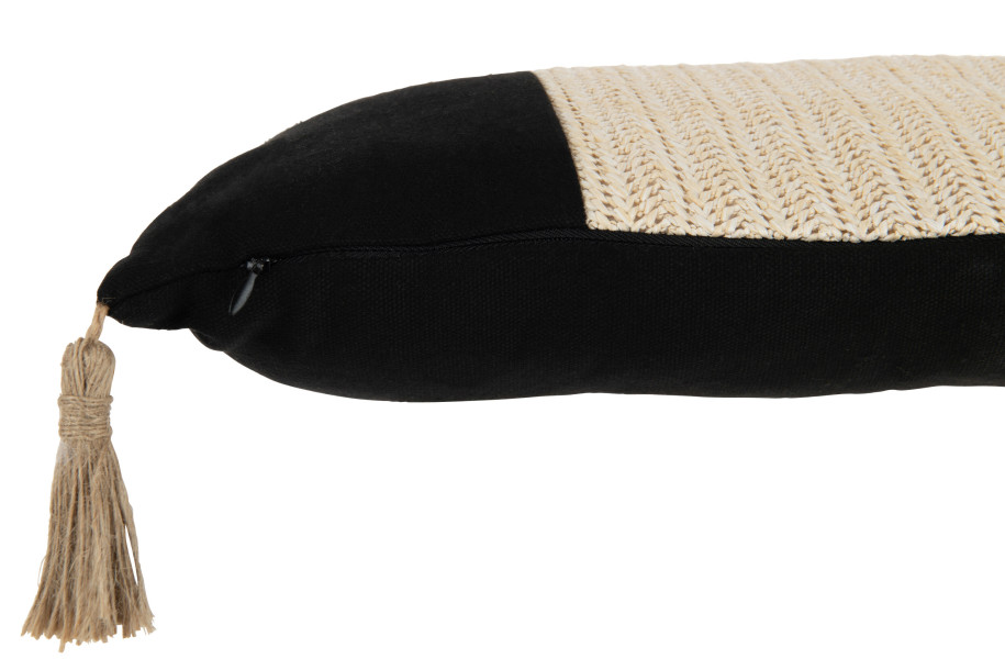 Woven Cushion Rectangular Black