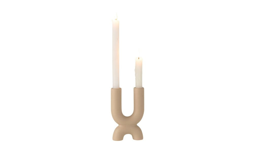 U Candle Holder Ceramic Beige