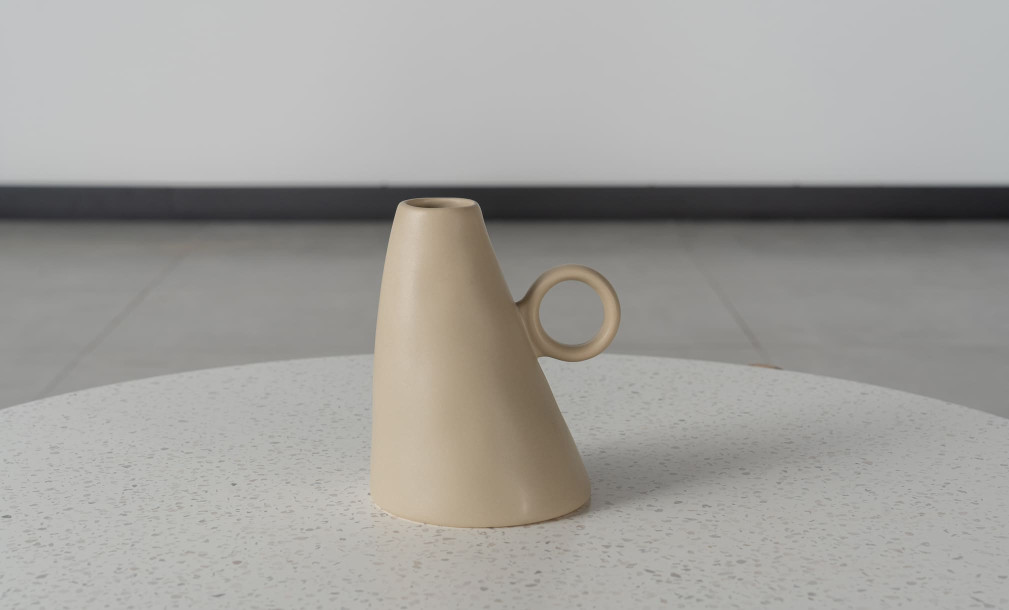 Inclined Vase Ceramic Beige