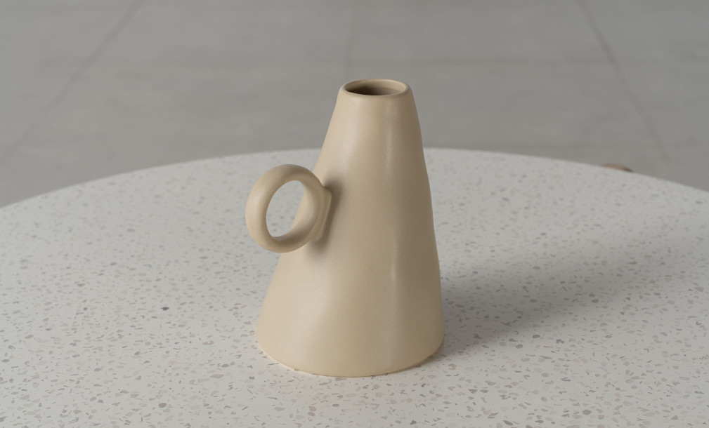 Inclined Vase Ceramic Beige