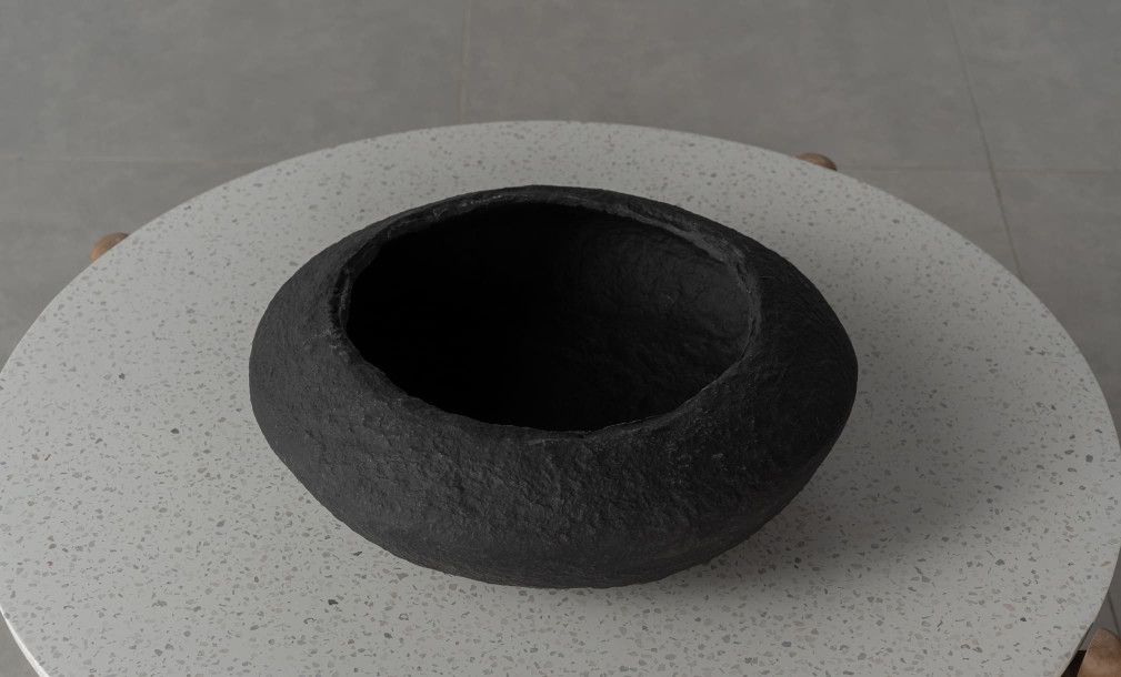 Bowl Round Paper Mache Black