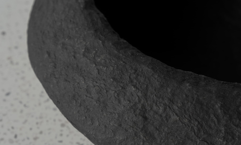Bowl Round Paper Mache Black