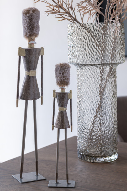 Soldier Fur Hat Metal Grey S (7x5x32cm)