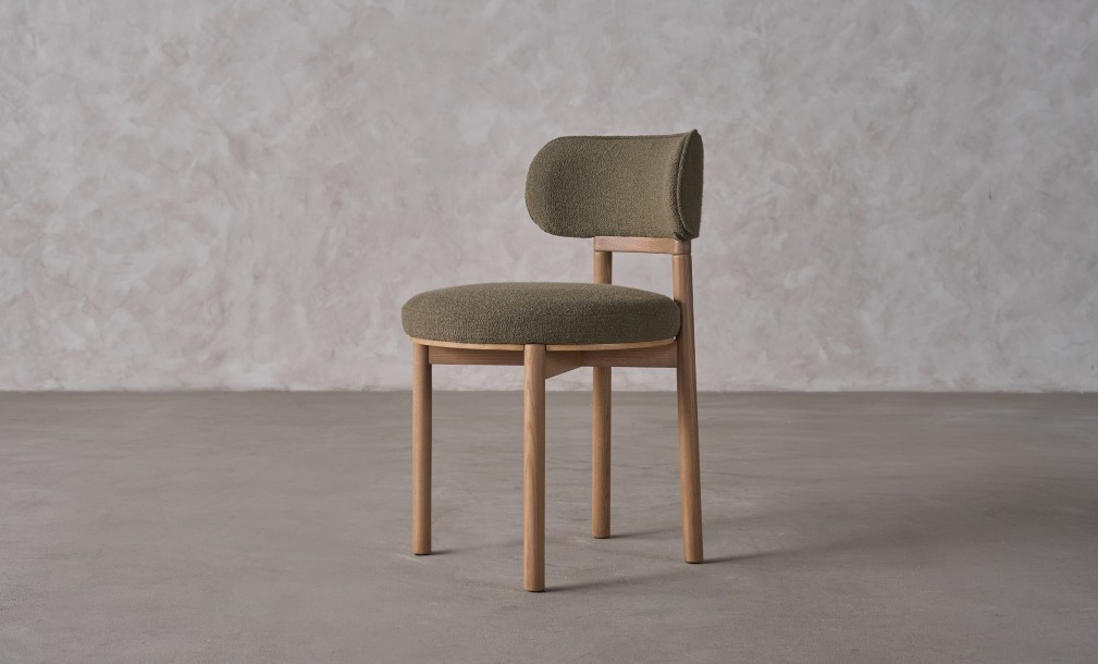 Davis Chair (Fabric:  EASY BOUCLE col. 26 Olive ;  LEGS - ML09 CAPPUCCINO (ash))