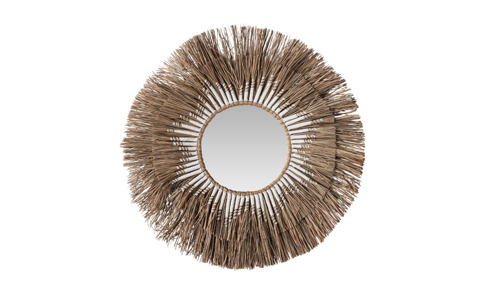 Alang-Alang Mirror Natural Round With Cotton Macrame Medium
