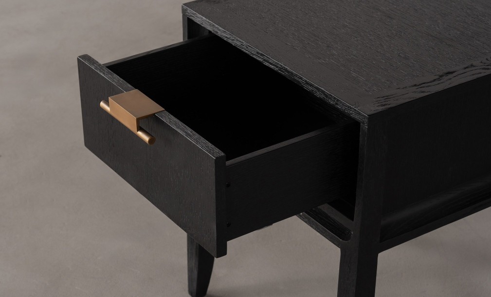 City Bed Table Black Oak color  