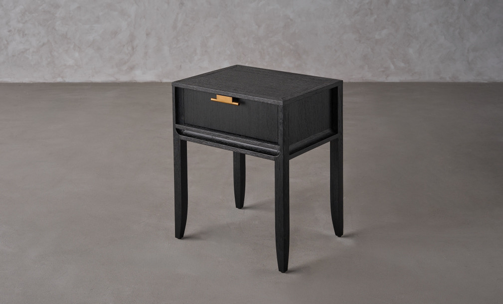 City Tall Bedside Table Black Oak color  