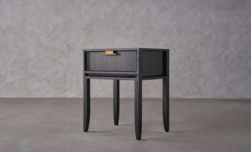 City Tall Bedside Table Black Oak color  