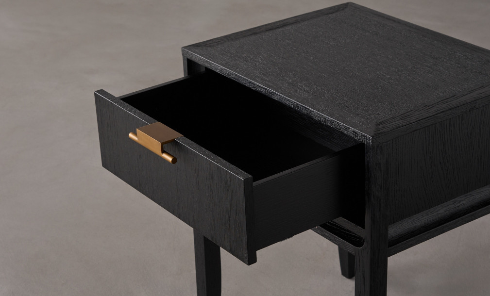City Tall Bedside Table Black Oak color  