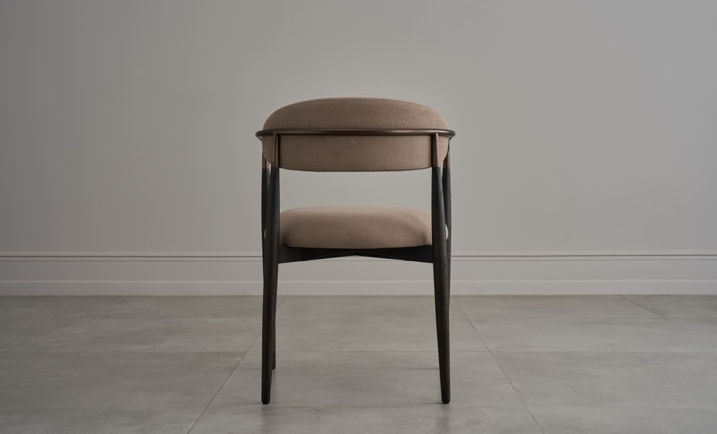 Bradley Dining Chair Dark with Armrests (Linen Latte)
