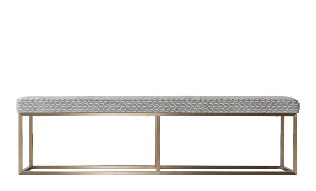 Cubo Banquette 160 cm with center leg (Fabric: ART-DECO SOHO Col. SILVER (Cat. 3))