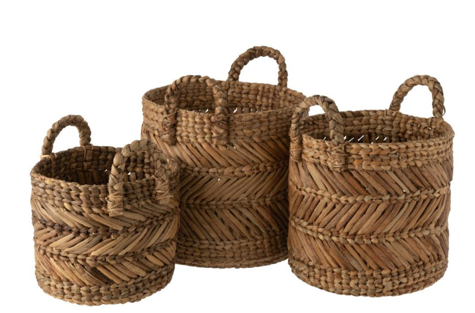 Baskets Braided Raffia Natural Set of 3