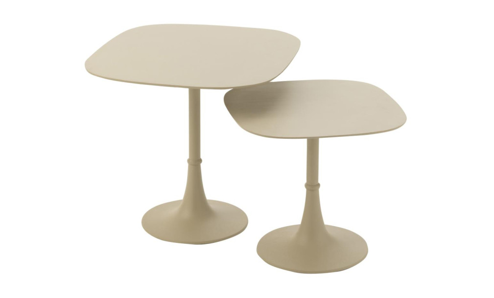 Square Ivory Side Tables Set of 2