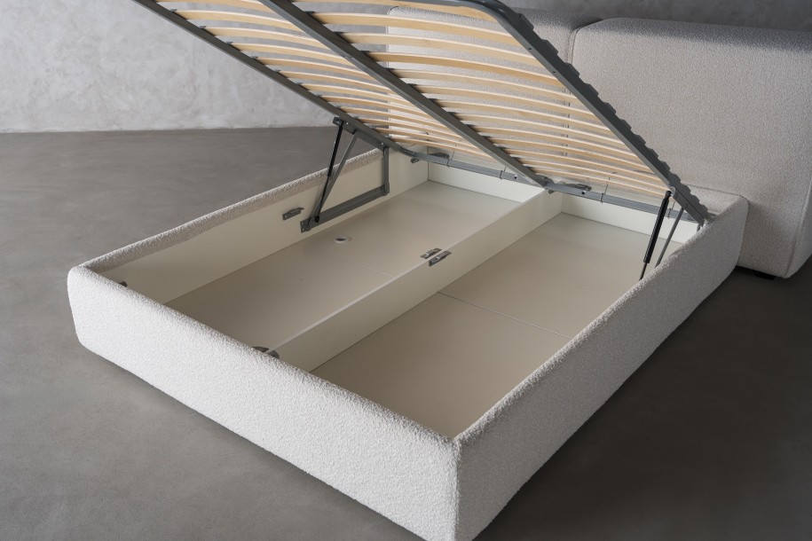 Double Bed 160x200 cm with Storage (Fabric: CANDY Col.105 Latte (Cat. 2))