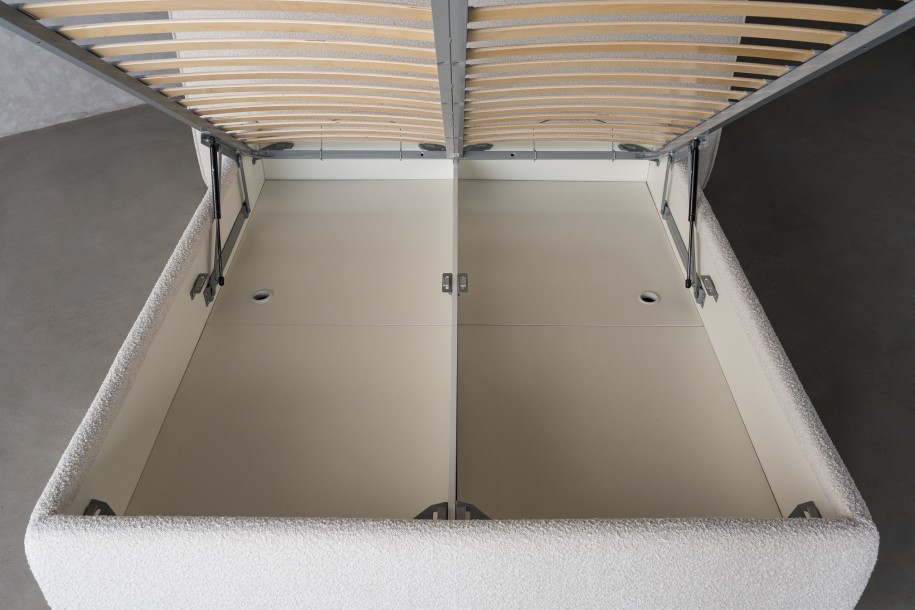 Double Bed 160x200 cm with Storage (Fabric: CANDY Col.105 Latte (Cat. 2))