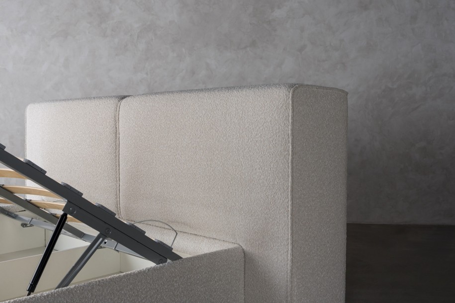 Double Bed 160x200 cm with Storage (Fabric: CANDY Col.105 Latte (Cat. 2))