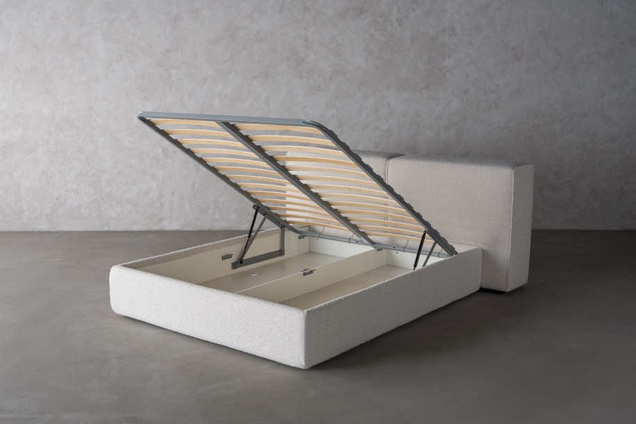 Double Bed 160x200 cm with Storage (Fabric: CANDY Col.105 Latte (Cat. 2))